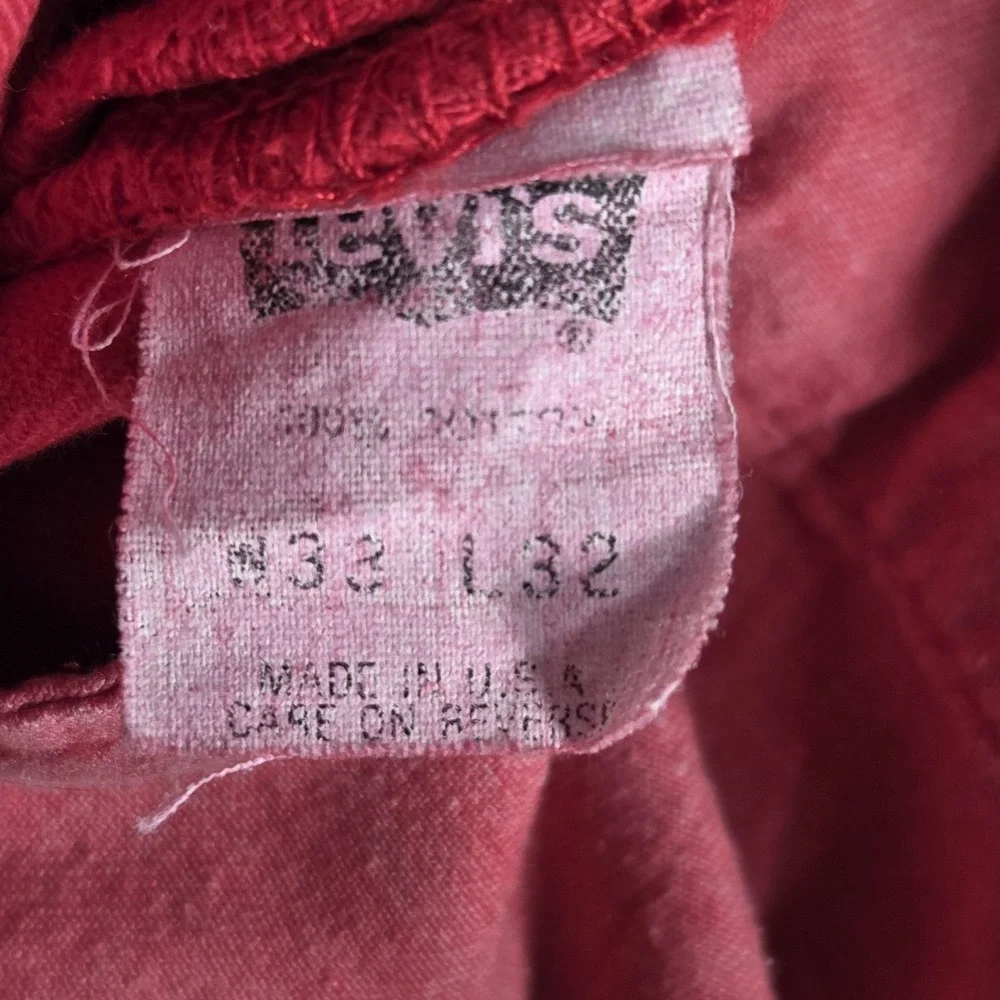 Vintage Levis 501 Jeans Mens Red Button Fly Made USA Straight Leg 90s Fits 28x30